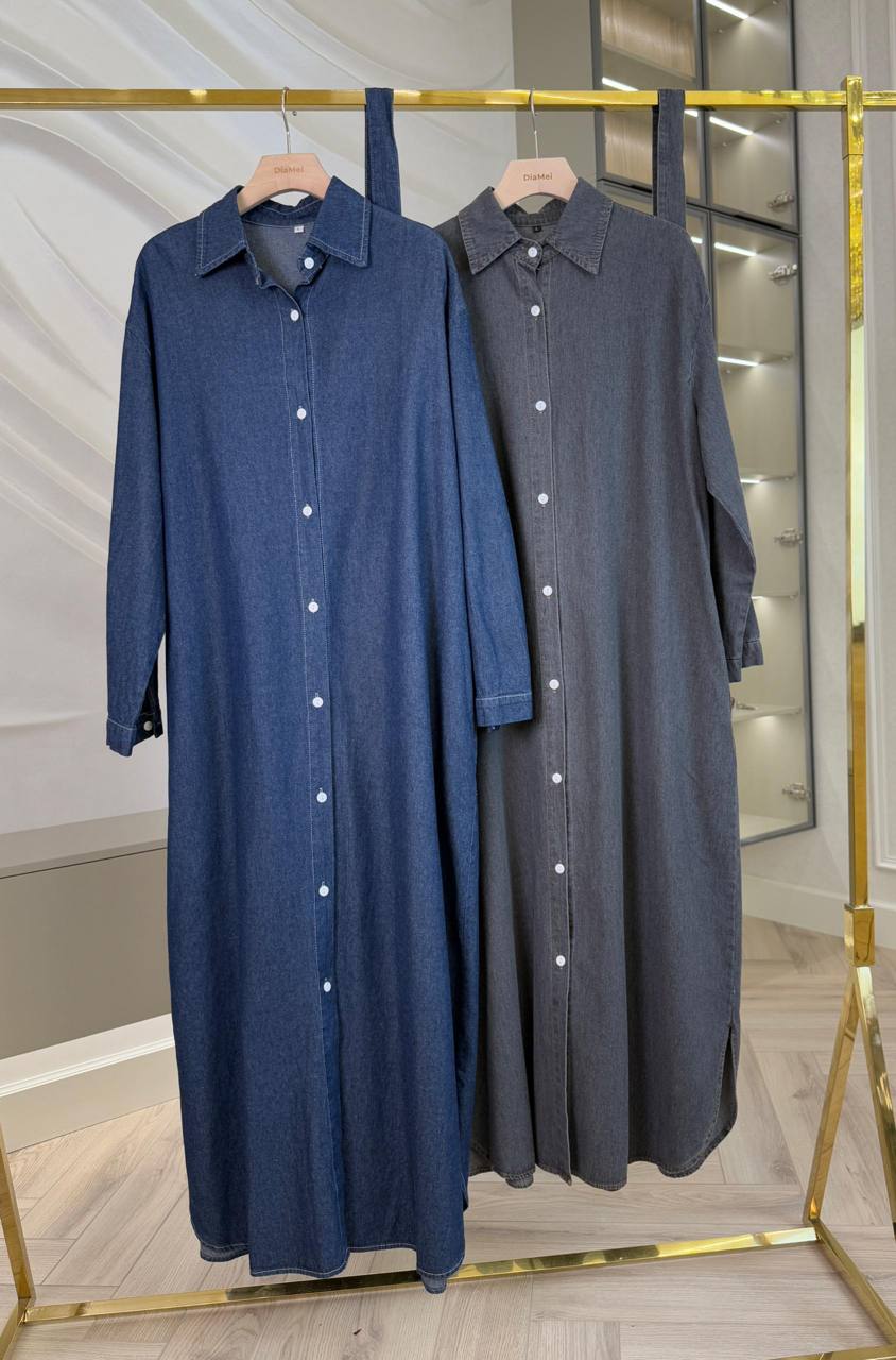 👗 Джинсовое платье-рубашка в длине макси
