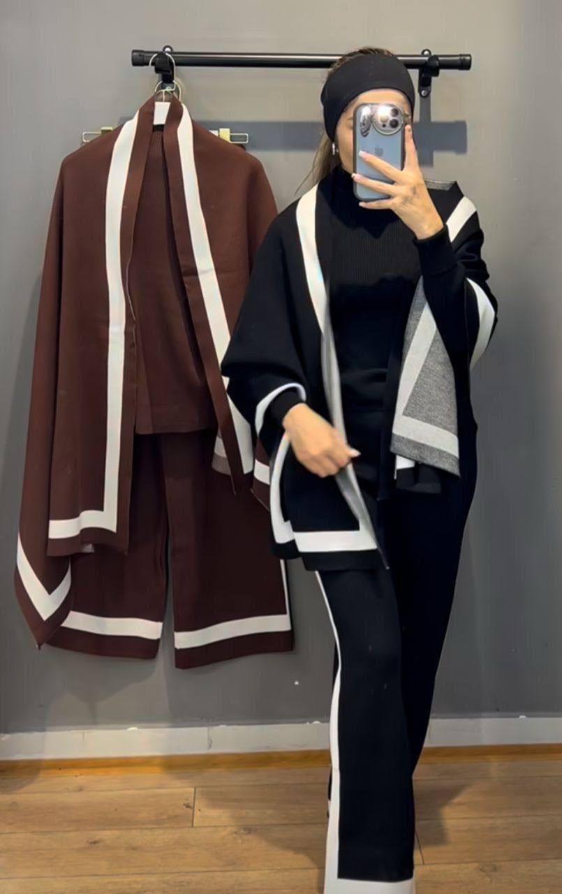 🖤 Трикотажные тройки с накидкой и брюками